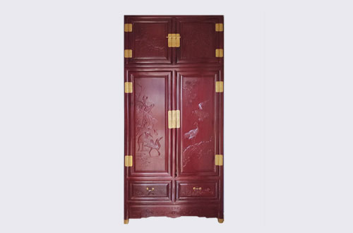 陇南高端中式家居装修深红色纯实木衣柜