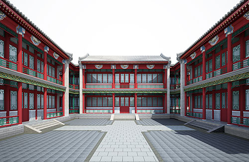 陇南北京四合院设计古建筑鸟瞰图展示