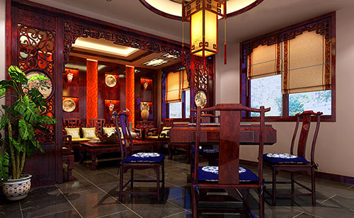 陇南古典中式风格茶楼包间设计装修效果图